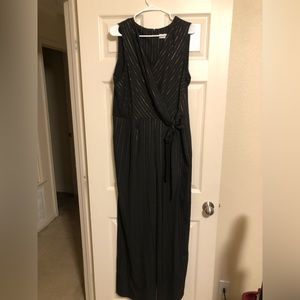 Jumpsuit - black & gold, front tie, back zip, size 16